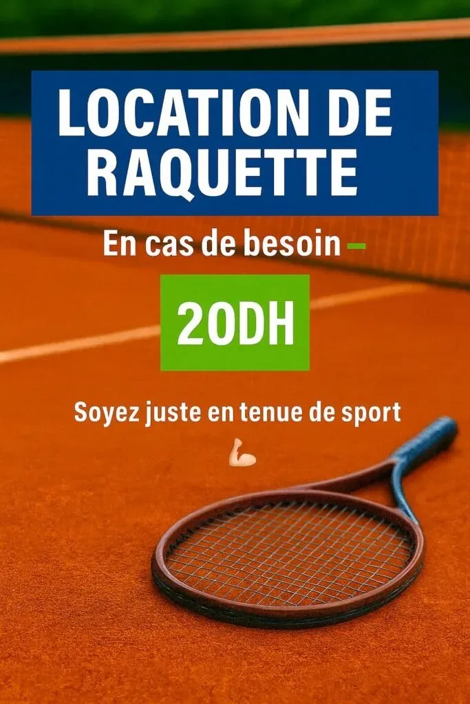 Affiche du club Tennis Agadir Training : location de raquette en cas de besoin, 20 DH, en tenue de sport